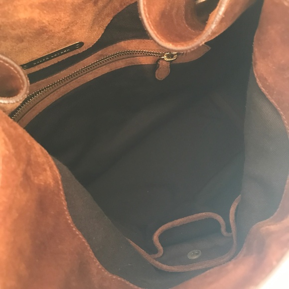 RALPH LAUREN COLLECTION LUXURY CHESTNUT SUEDE BUCKET BAG - Picture 10 of 12